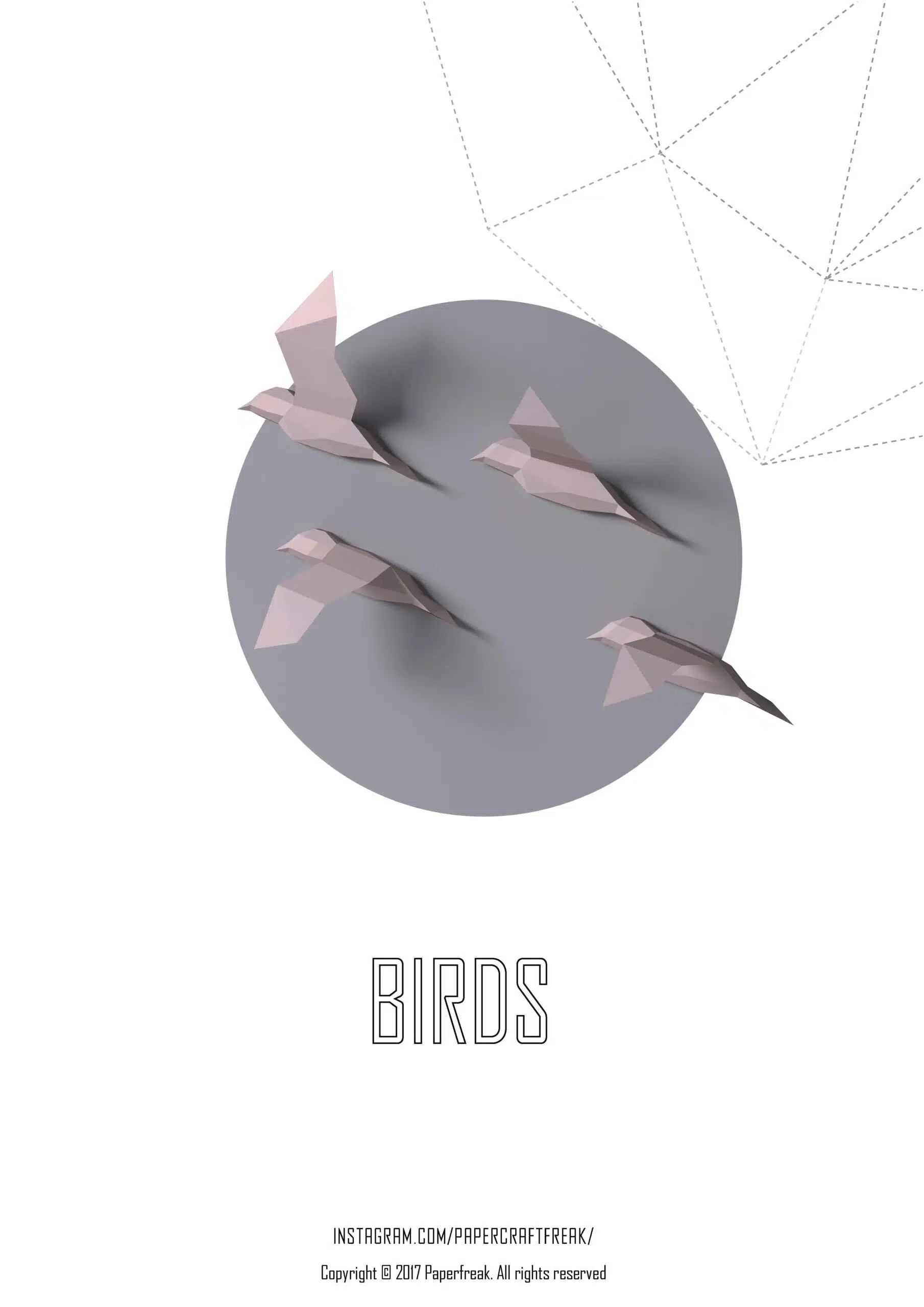 Papercraft d'oiseau volant rose en origami 3D, vue 4