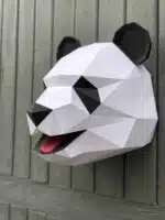 Papercraft cabeça de panda de parede com boca aberta em origami 3D