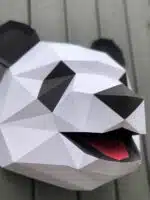 Papercraft cabeça de panda de parede com boca aberta em origami 3D