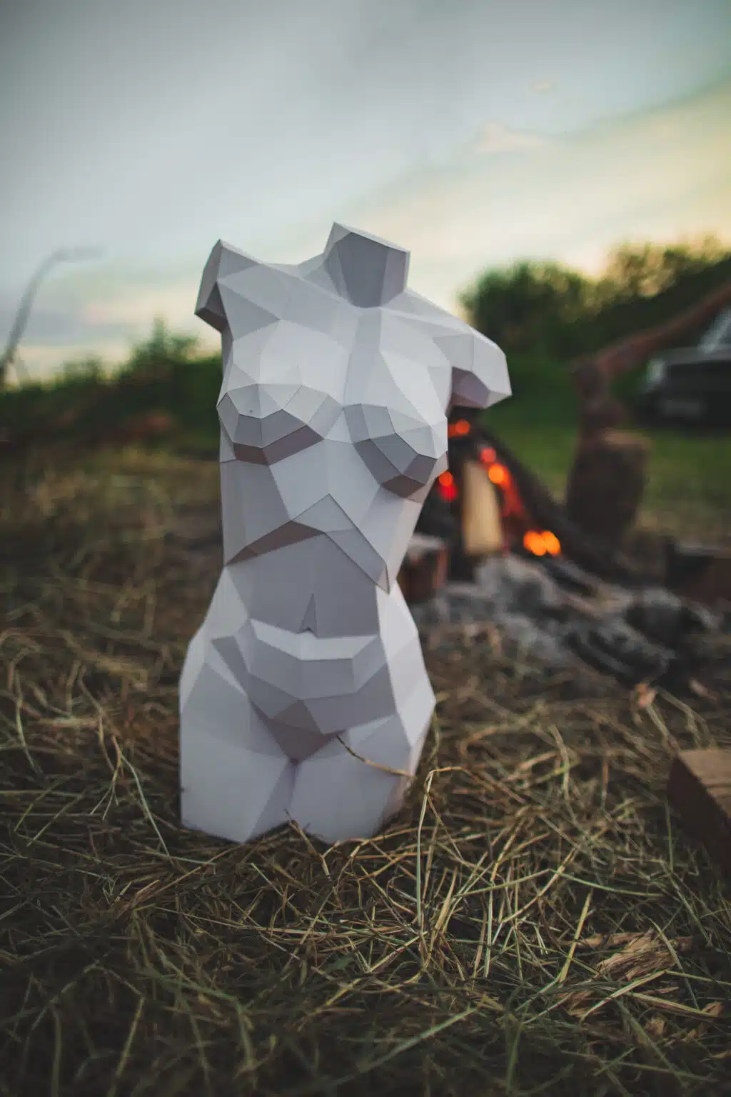 Papercraft de buste de femme en origami 3D
