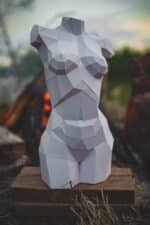 Papercraft bust of a woman in 3D origami