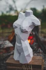 Papercraft bust of a woman in 3D origami