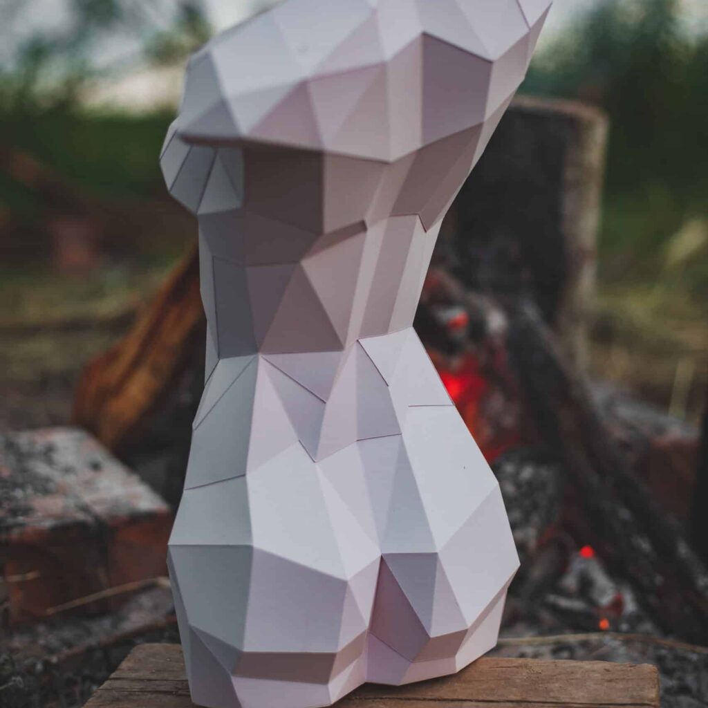 Papercraft bust of a woman in 3D origami