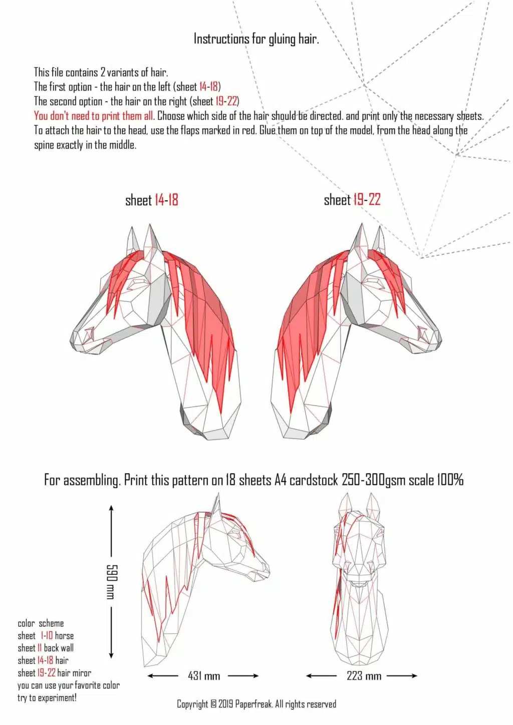 Papercraft eines arabischen Pferdes als 3D-Origami