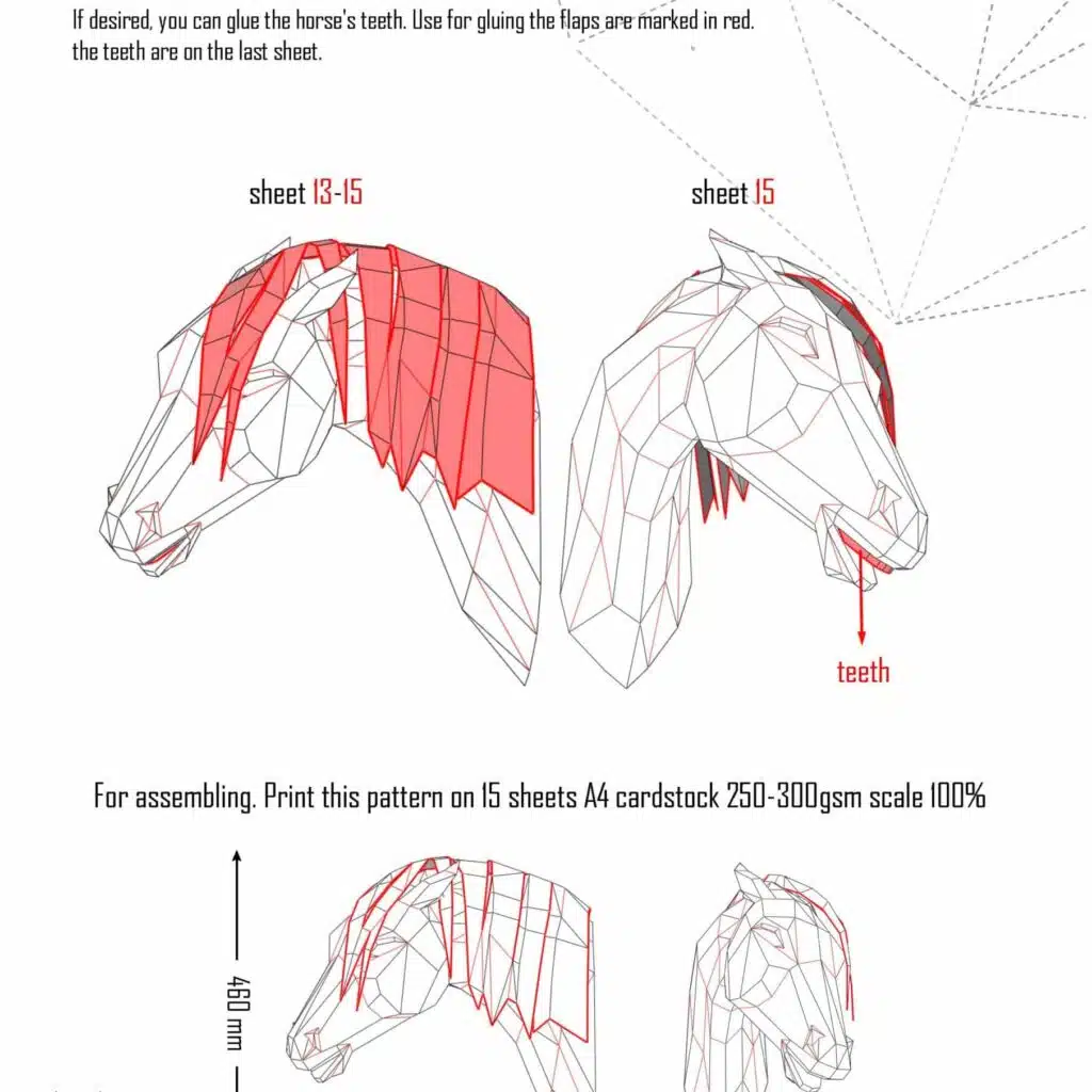 Papercraft of Arabian horse in 3D origami