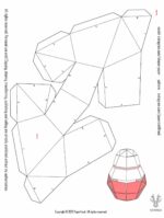 Papercraft de aguacate con corazón en origami 3D