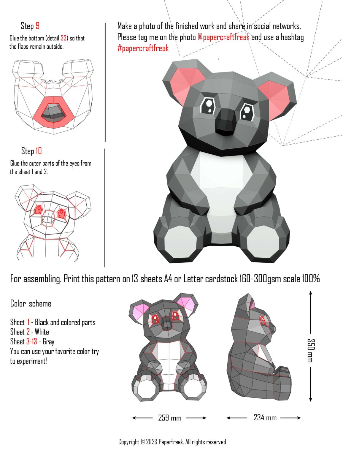 Papercraft de bébé koala en origami 3D