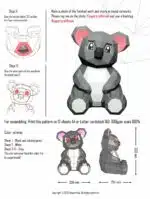 Papercraft di cucciolo di koala con orecchie rosa in origami 3D