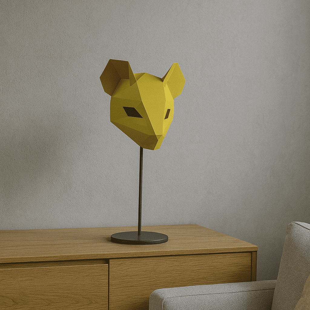 Papercraft rabbit mask in 3D origami