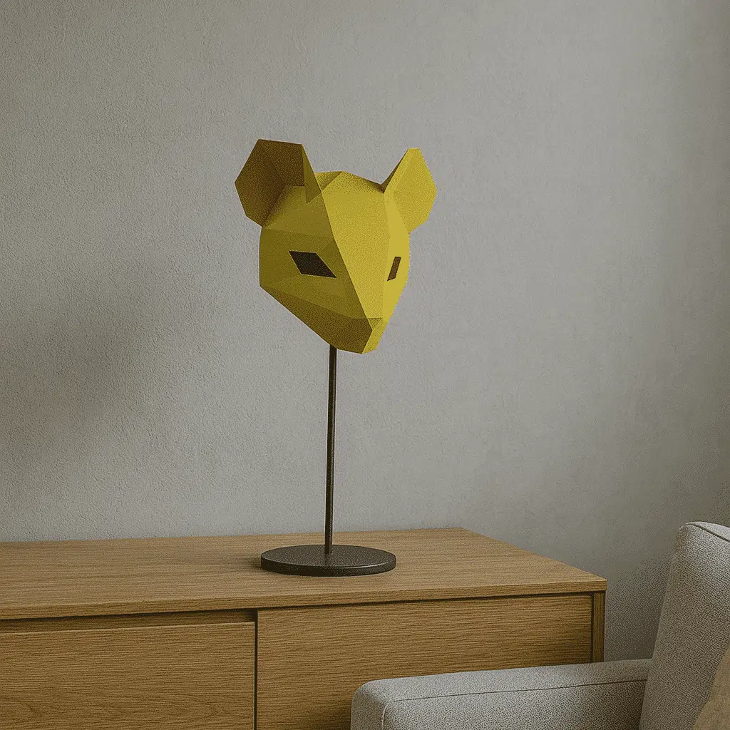 Papercraft de máscara de rato em origami 3D