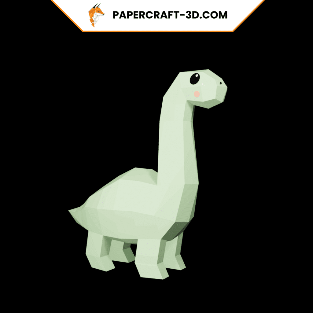 Papercraft long-necked dinosaur in origami 3D