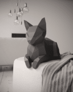Papercraft of reclining cat in 3D origami