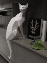 Papercraft oriental cat in 3D origami