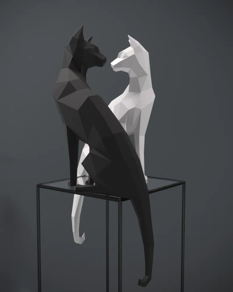 Papercraft oriental cat in 3D origami