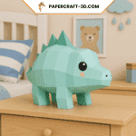 Papercraft de dinossauro estegossauro em origami 3D