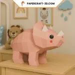Papercraft triceratops in 3D origami