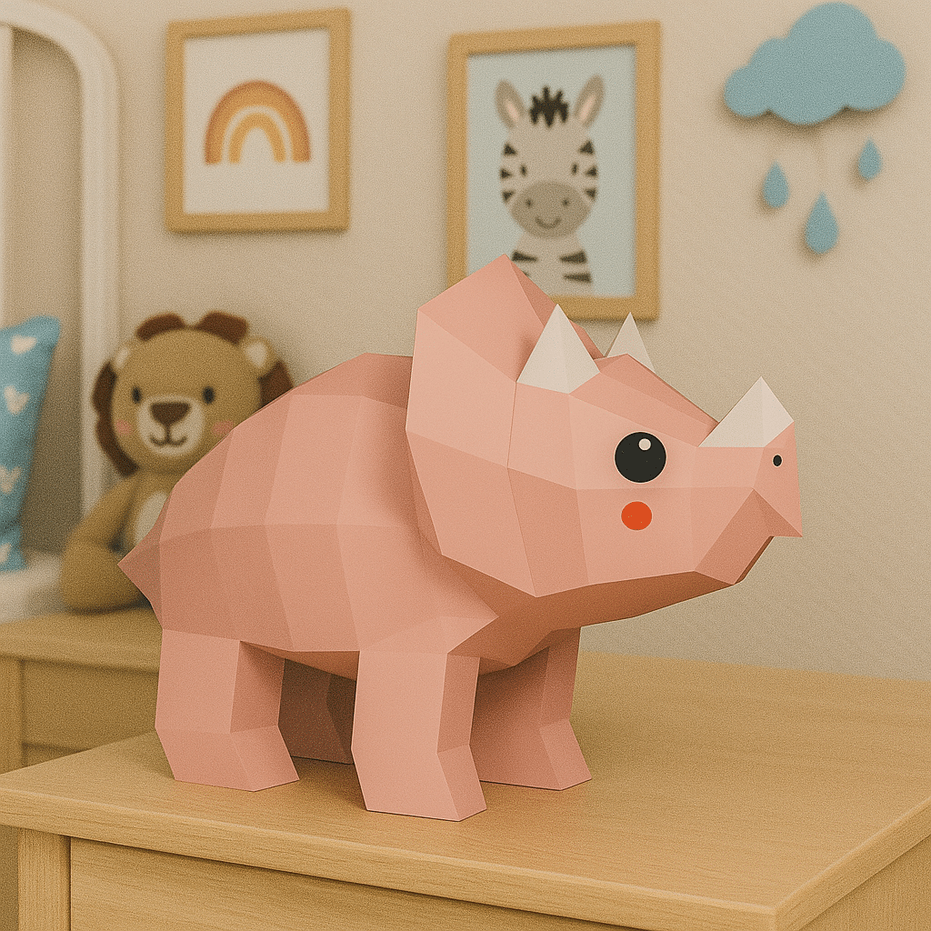 Papercraft triceratops in 3D origami