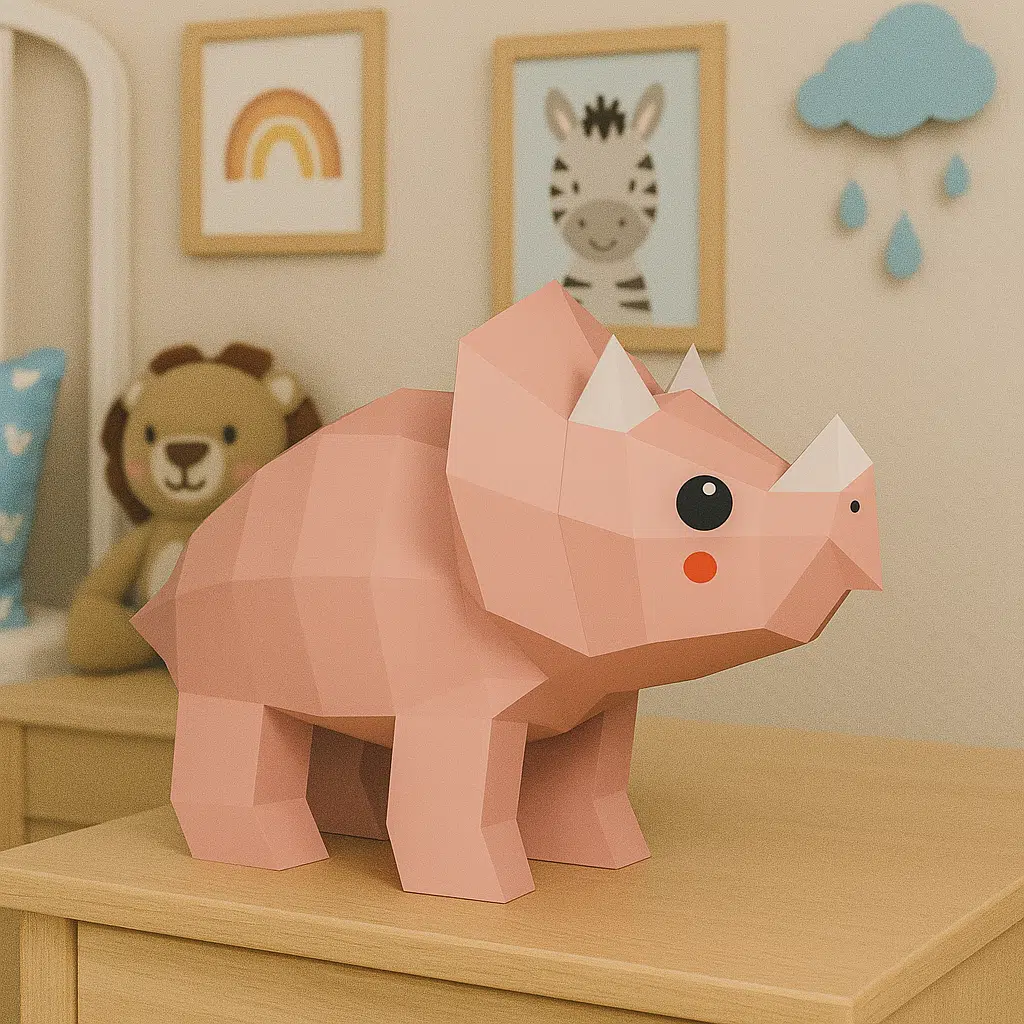 Papercraft di triceratopo in origami 3D