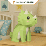 Papercraft dinosaur in 3D origami