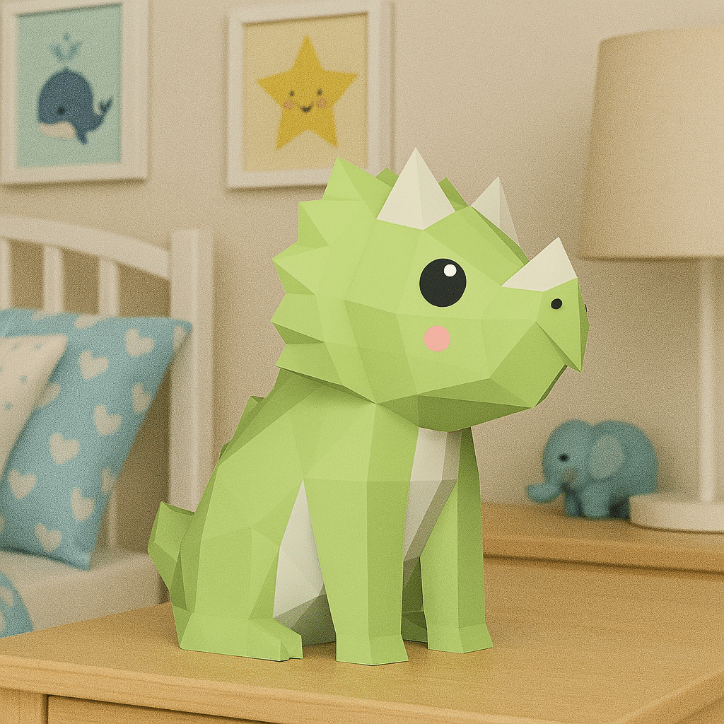 Papercraft dinosaur in 3D origami