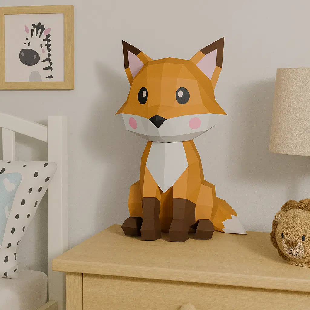 Papercraft fox in 3D origami