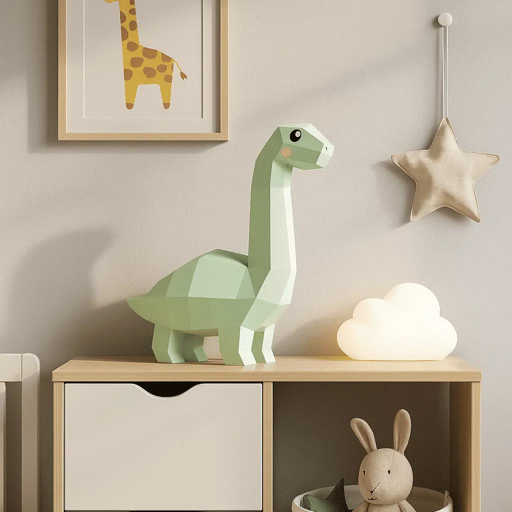 Papercraft eines langhalsigen Dinosauriers im 3D-Origami
