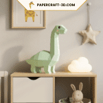 Papercraft de dinosaurio en origami 3D