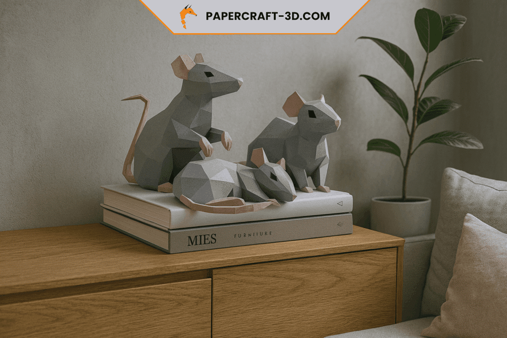 Papercraft rats for Chinese New Year in 3D origami Papercraft rats for Chinese New Year in 3D origami