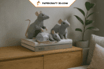 Papercraft rats for Chinese New Year in 3D origami