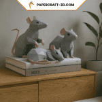Papercraft rats for Chinese New Year in 3D origami