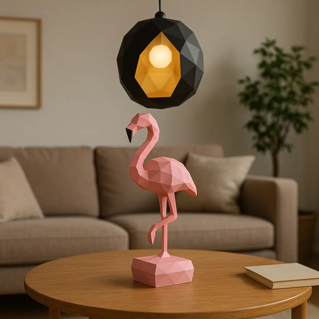 Rosa Flamingo aus 3D-Papercraft