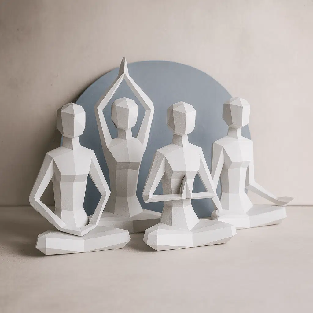 Papercraft von Mädchen in Vipassana-Meditation als 3D-Origami