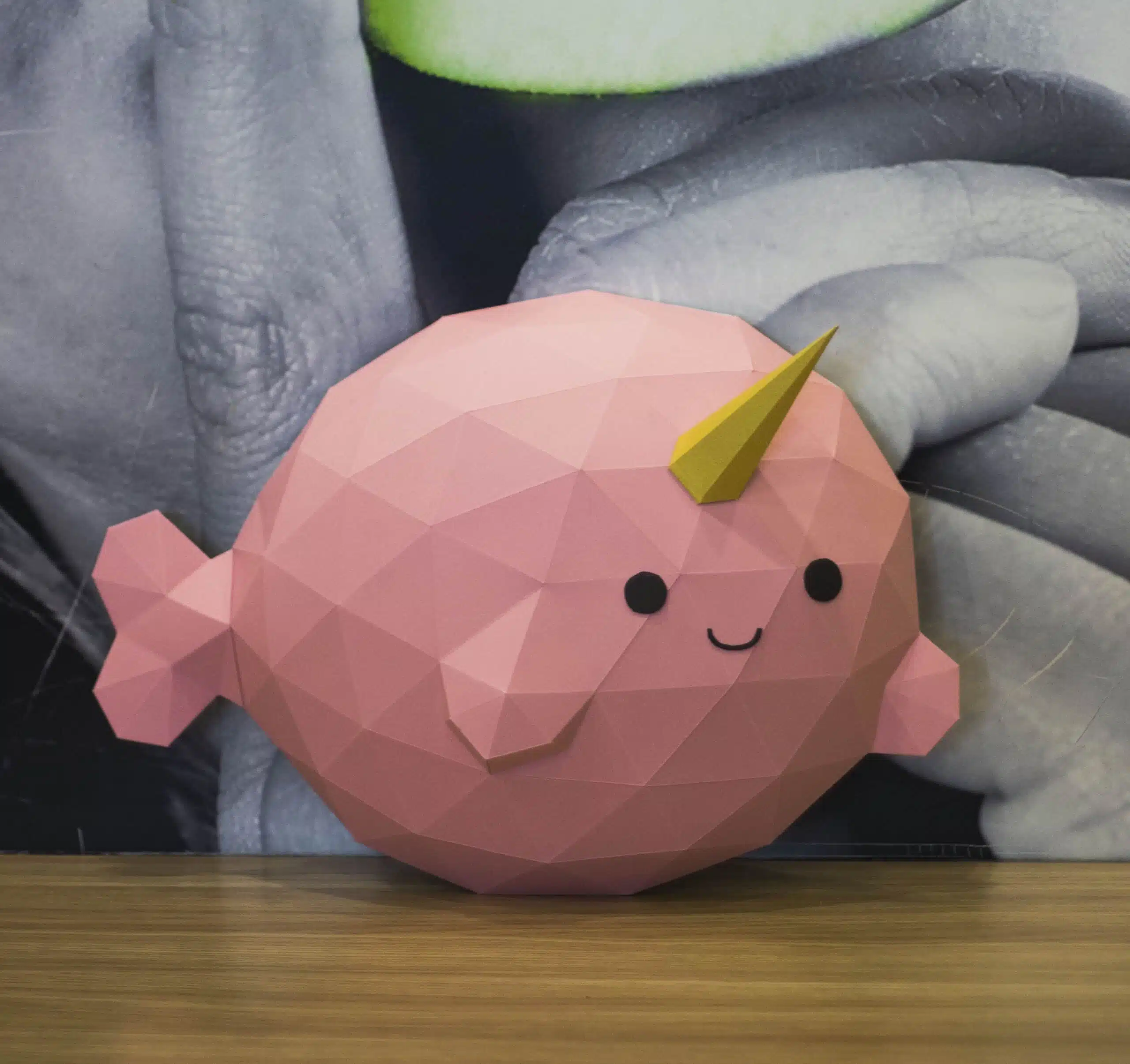 Papercraft Narwal Fisch als 3D-Origami, 3D-Modell, Ansicht 2