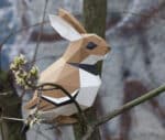 Papercraft of sparrow and rabbit in 3D origami