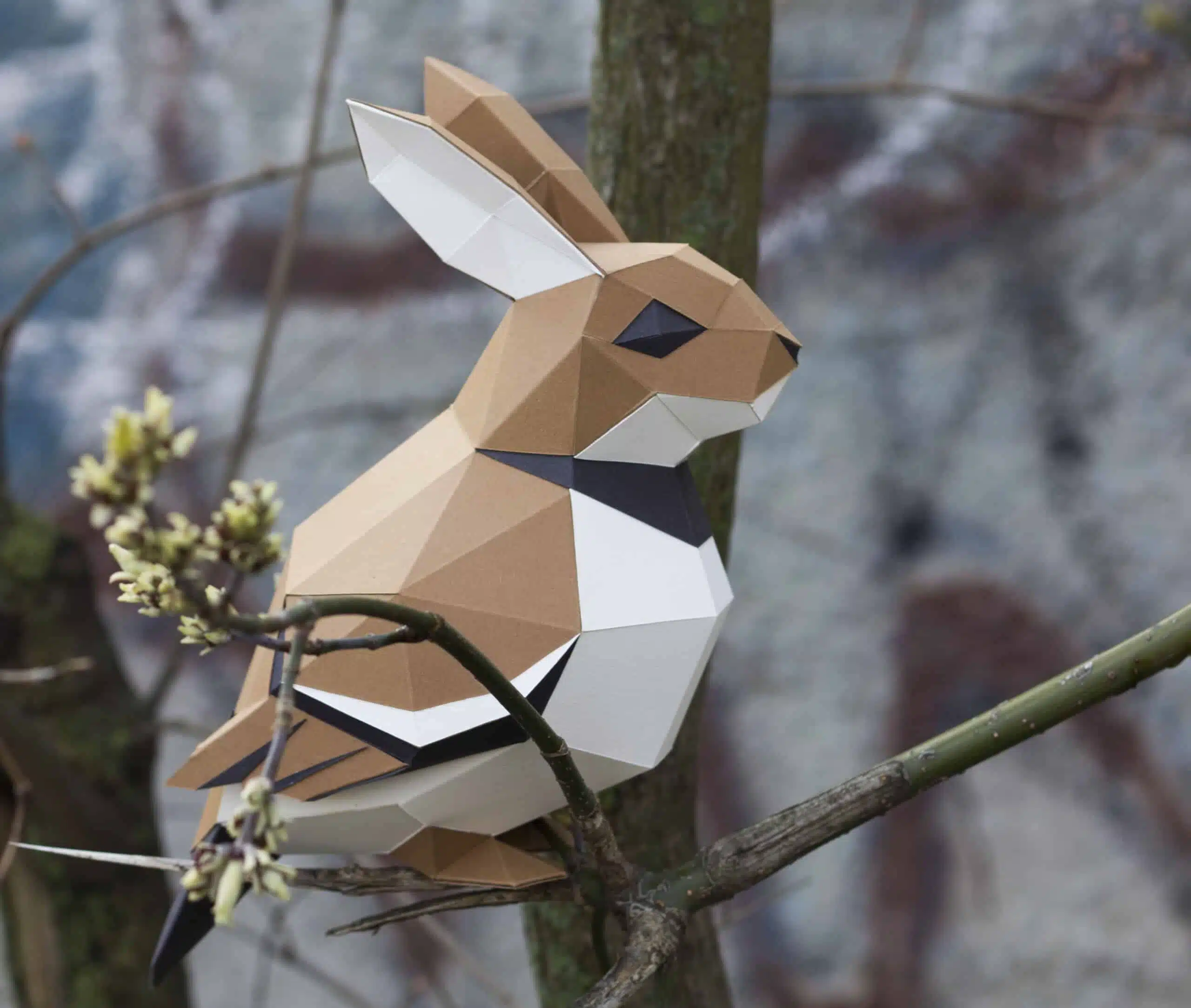 Vogel en konijn papercraft 3D origami, weergave 8
