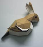 Papercraft of sparrow and rabbit in 3D origami