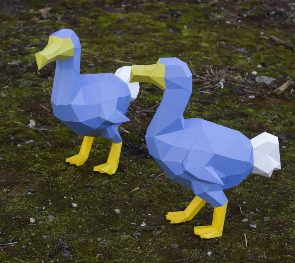 Dodo in 3D origami-papercraft, weergave 3
