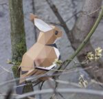 Papercraft de pardal e coelho em origami 3D