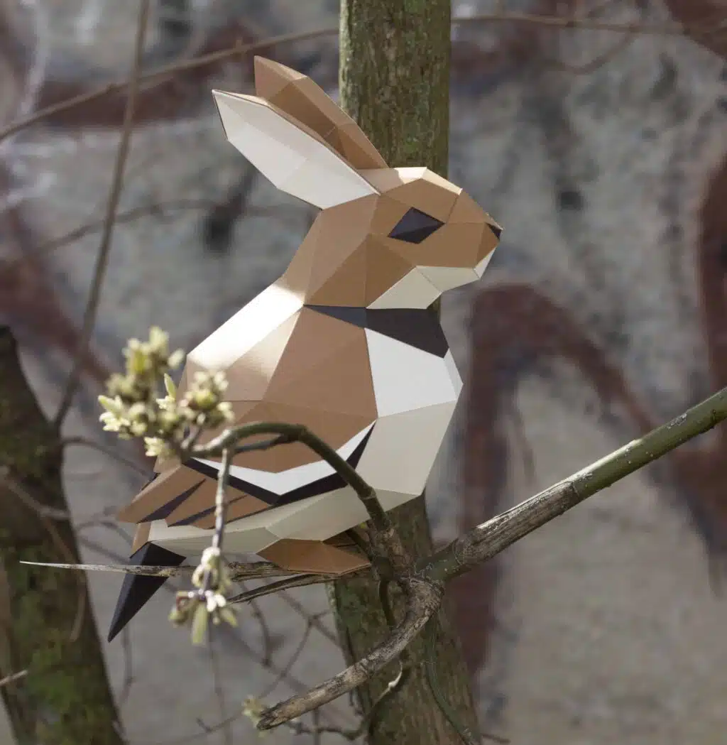Vogel en konijn papercraft 3D origami, 3D-model