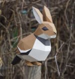 Papercraft of sparrow and rabbit in 3D origami