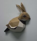 Papercraft de pardal e coelho em origami 3D
