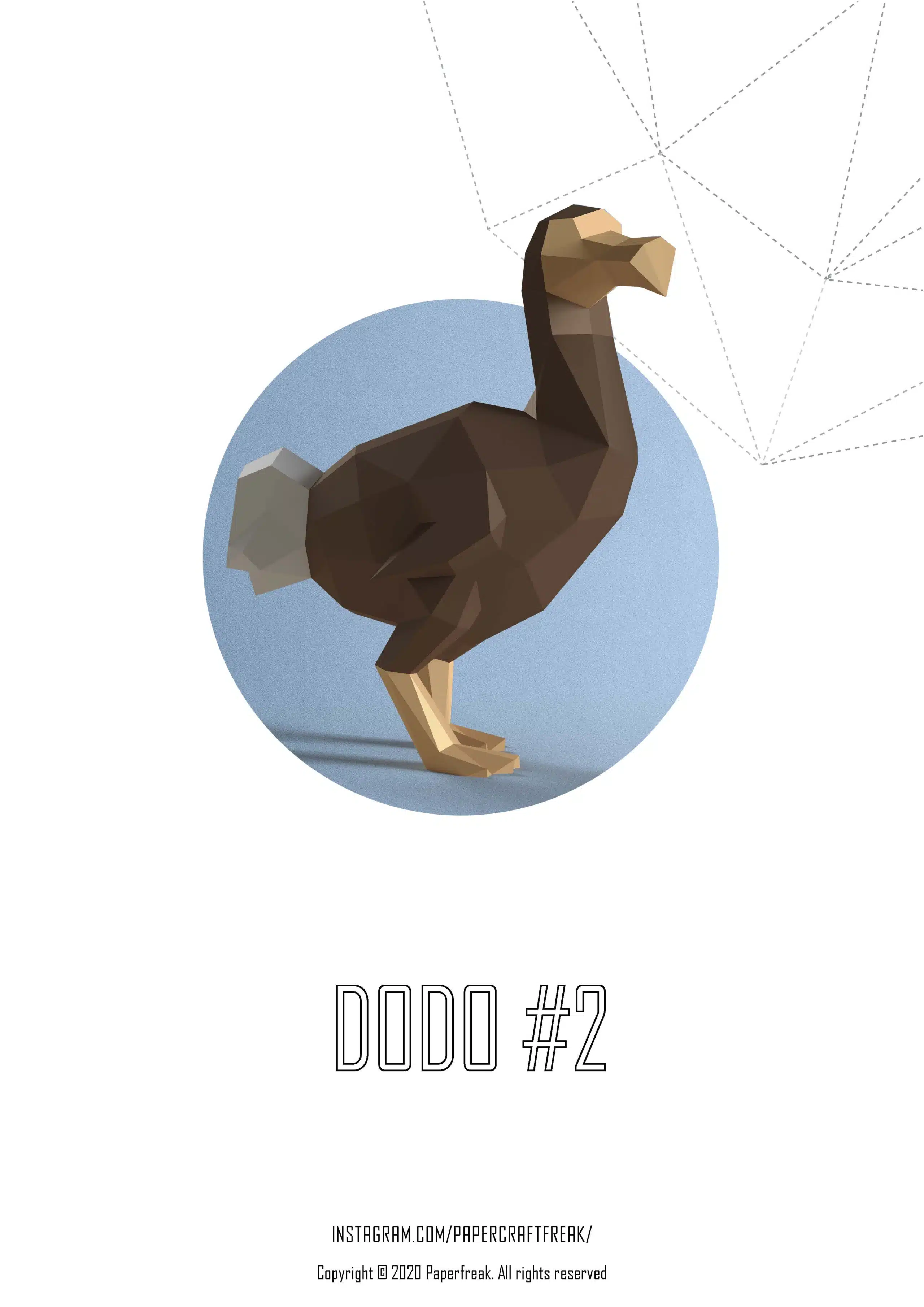 Papercraft de dodo en origami 3D, vue 11