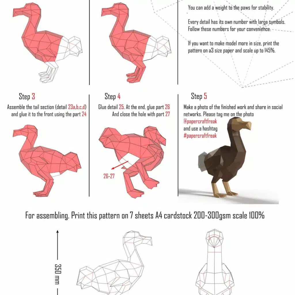3D Origami Dodo Papercraft