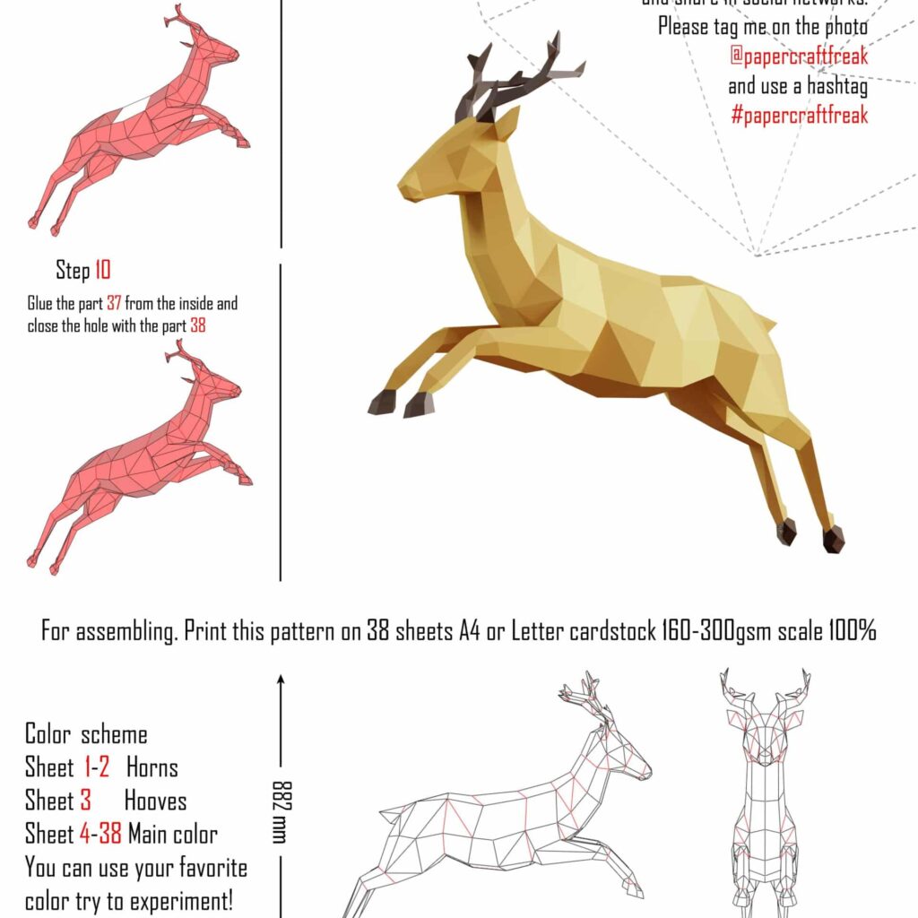 Papercraft of flying kite in 3D origami