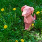 Papercraft doberman head in origami