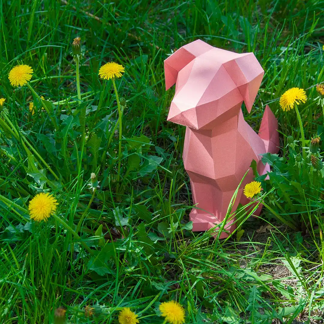 Dobermann kop in 3D-papercraft, weergave 4