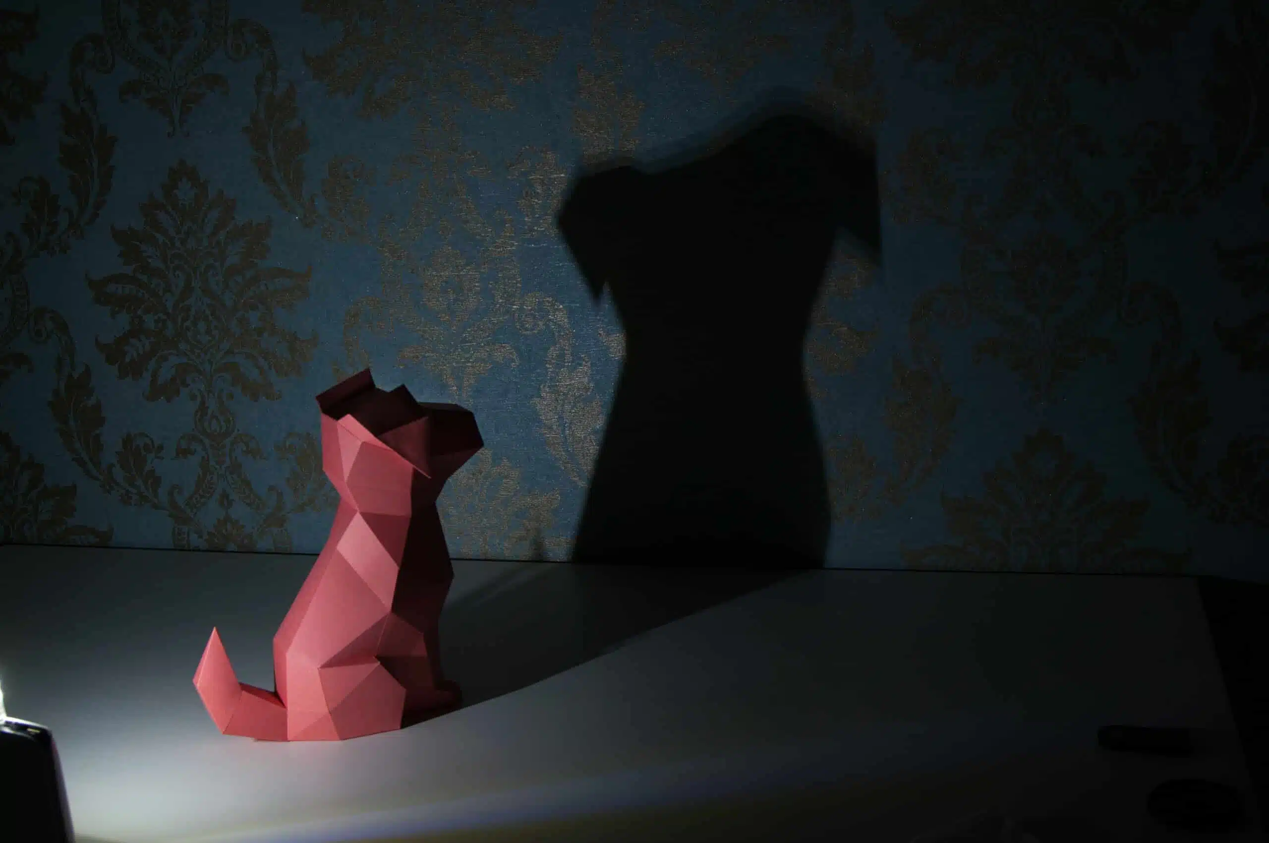 Dobermann kop in 3D-papercraft, weergave 5
