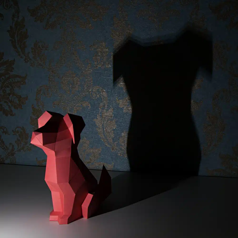 Papercraft doberman head in origami