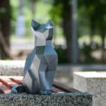 Papercraft de gato sentado en origami 3D