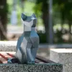 Zittende kat in 3D-origami papercraft, weergave 7